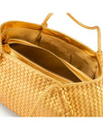 Woven leather slouchy bag, gold, inside