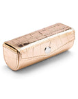 Leather lipstick case, gold croc, side
