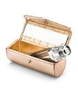 Leather lipstick case, gold croc, inside view