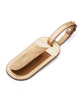 Leather luggage tag, gold croc, front open