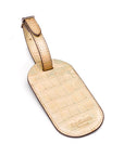 Leather luggage tag, gold croc, back
