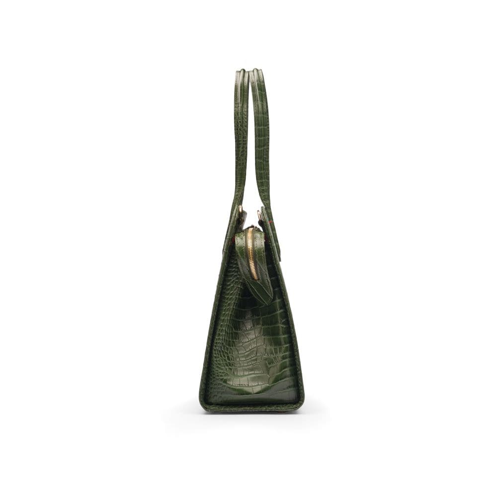 Ladies' leather 15" laptop handbag, green croc, side