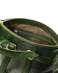 Leather 13" laptop backpack, green croc, open