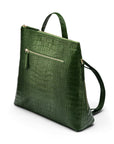 Leather 13" laptop backpack, green croc, side