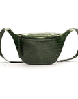 Leather Bum Bag For Men - Green Croc Effect