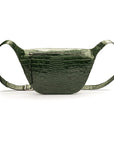 Leather Bum Bag For Men - Green Croc Effect