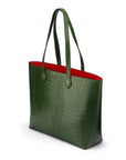 Luxury Leather Tote Bag and Shopper, Green Croc, side view