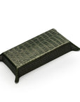 Rectangular leather valet tray, green croc with red, base