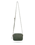 Ivy woven camera bag, green, with shoulder strap