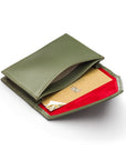 Leather business card envelope, green, inside