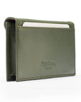 Leather business card envelope, green, back