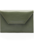 Leather business card holder, green, front