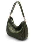 Melissa Slouchy Leather Woven Bag - Green