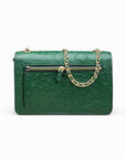 Mini Julia bag, green ostrich, back