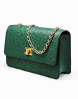 Mini Julia bag, green ostrich, side