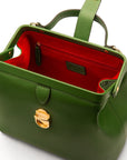 Mini leather Gladstone bag, green, inside