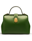 Mini leather Gladstone bag, green, front
