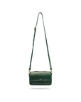 Small leather shoulder bag, green saffiano, with shoulder strap