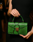 Real python Maya top handle bag, green, lifestyle