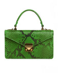 Real python Maya top handle bag, green, front