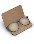 Slim Leather Glasses Lens Cover with Magnetic Closure, Emerald, inside
