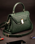 Woven leather Sabrina bag, green, lifestyle