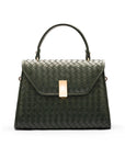 Woven leather Sabrina bag, green, front