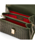 Woven leather Sabrina bag, green, inside