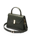Woven leather Sabrina bag, green, side