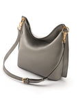 Carol Ann slouchy leather shoulder bag, grey, with detachable shoulder strap