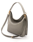 Carol Ann slouchy leather shoulder bag, grey, with both straps