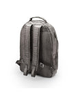 Men's leather 15" laptop backpack, grey croc-effect, back side