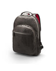 Men's leather 15" laptop backpack, grey croc-effect, side