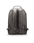 Men's leather 15" laptop backpack, grey croc-effect, back