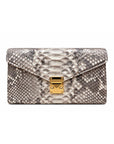 Mila Genuine Python Leather Crossbody & Shoulder Bag, Grey, front