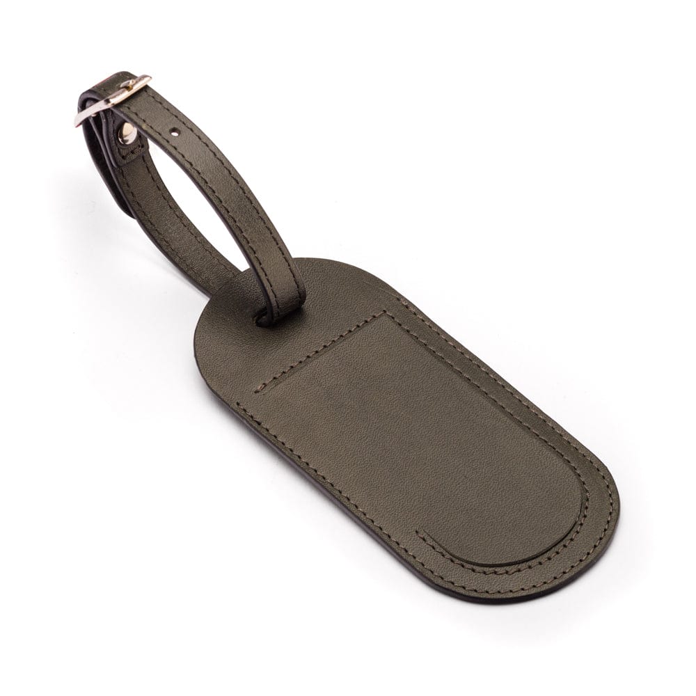 Leather luggage tag, grey, front