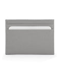 Flat leather credit card wallet 4 CC, grey saffiano, front