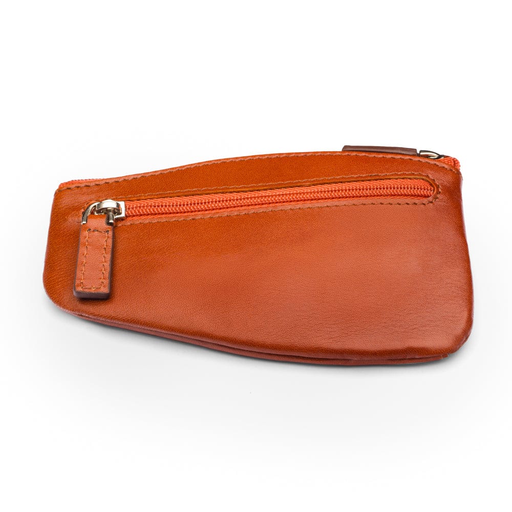 Large leather key case, havana tan, front