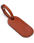 Leather luggage tag, havana tan, front