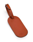 Leather luggage tag, havana tan, back