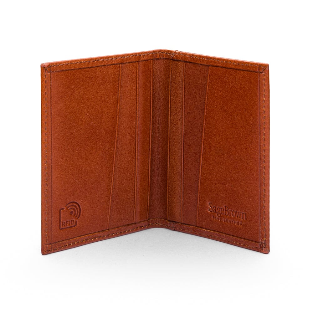 RFID leather credit card holder, havana tan, inside