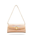 Leather Clutch Bag, Melanie, Hologram Gold Croc Effect, with short leather strap