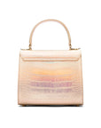 Mini leather Morgan Bag, top handle bag, hologram gold croc, back