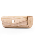 Leather lipstick case, ivory croc, front