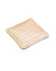 Small leather valet tray, ivory croc, flat base