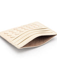 Flat woven leather card holder, ivory, inside