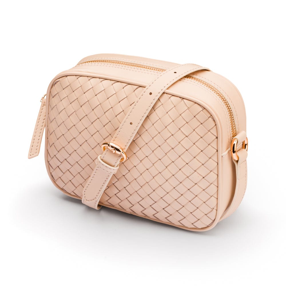Ivy woven camera bag, ivory, front