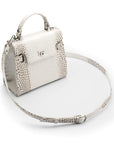 Mini leather Catherine bag, burnished ivory, with detachable strap