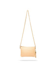 Leather woven cross body bag, ivory, with chain strap