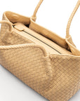 Midi woven leather bag, ivory, inner bag